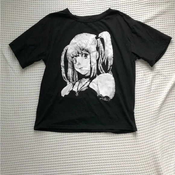 Tops | Black Oversize Anime Misa Amane Death Note Tshirt